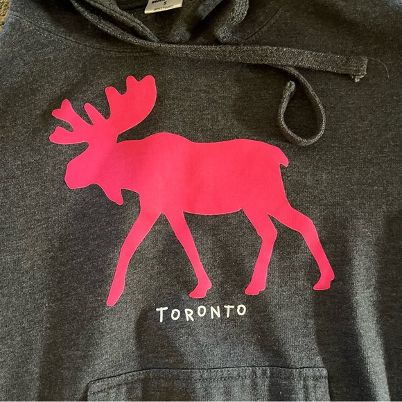 Toronto Moose Hoodie size small dark grey with pink moose - Picture 2 of 5